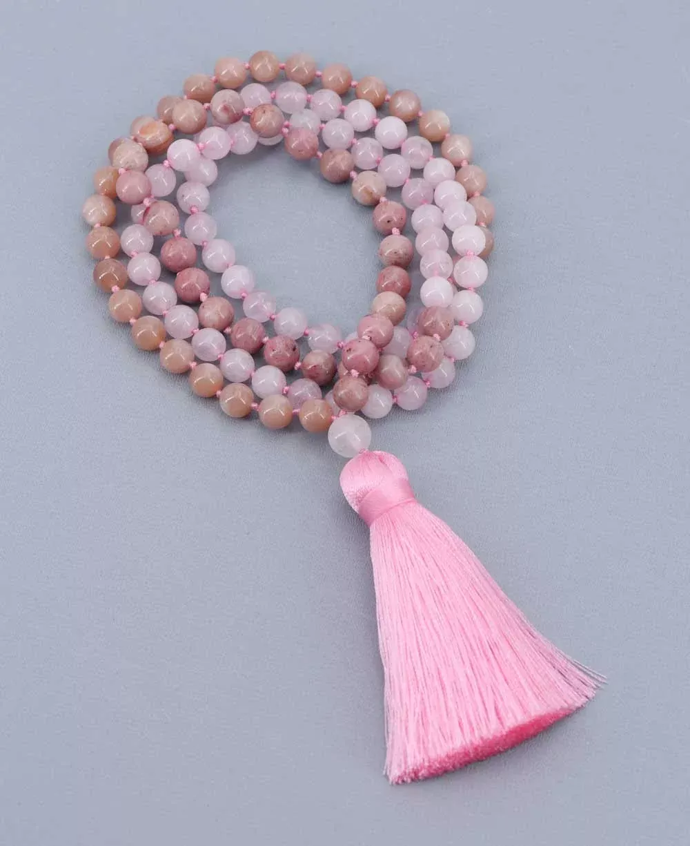 Love And Compassion Gemstone Beads Knotted Meditation Mala