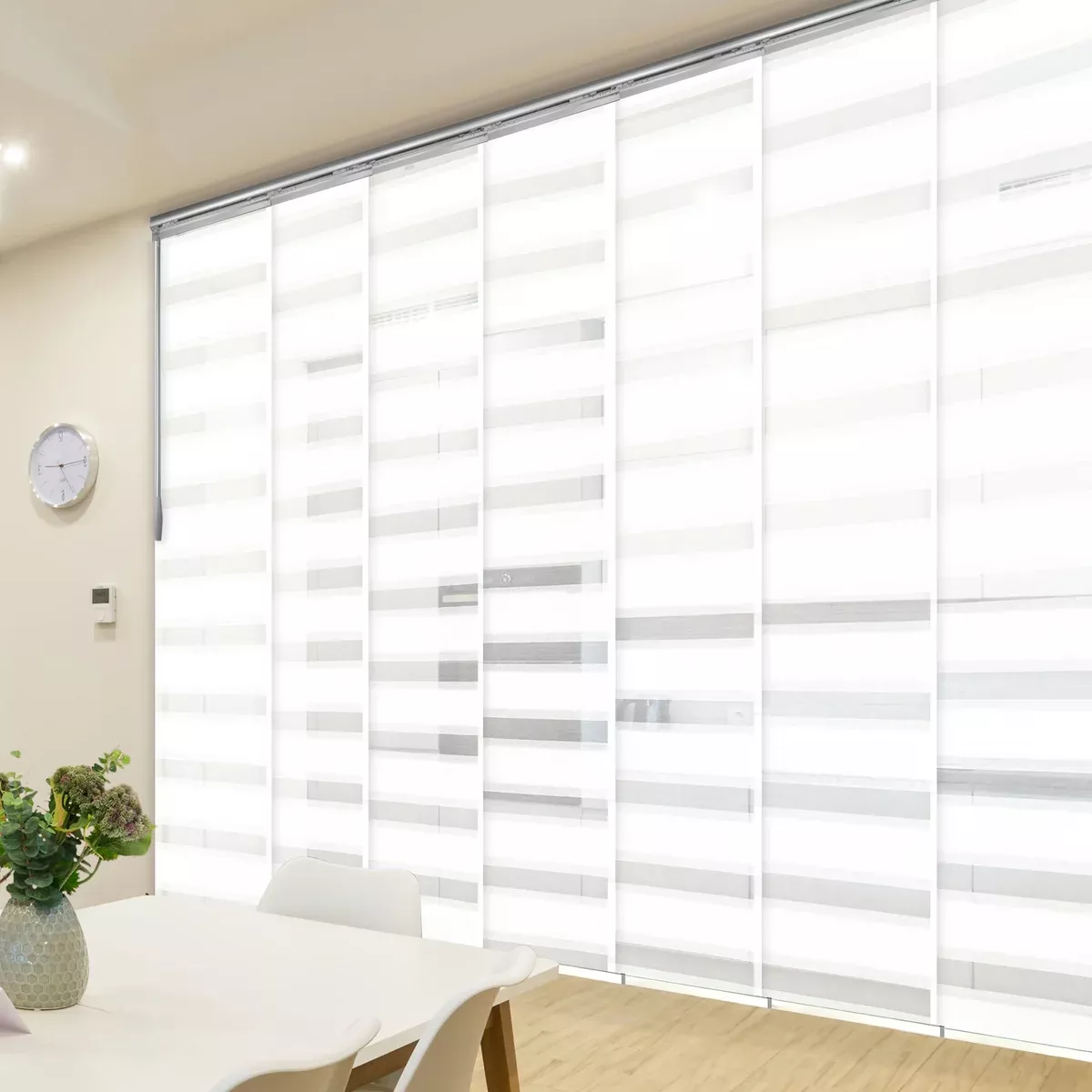 Macadamia 7-Panel Single Rail Panel Track 110"-153"W, Panel width 23.5" - 40% LIGHT-FILTERING