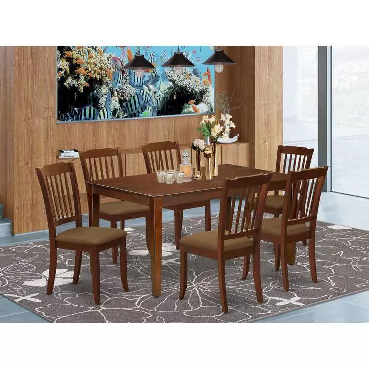 Mahogany Dinette Set & Dining Chairs 7Pc
