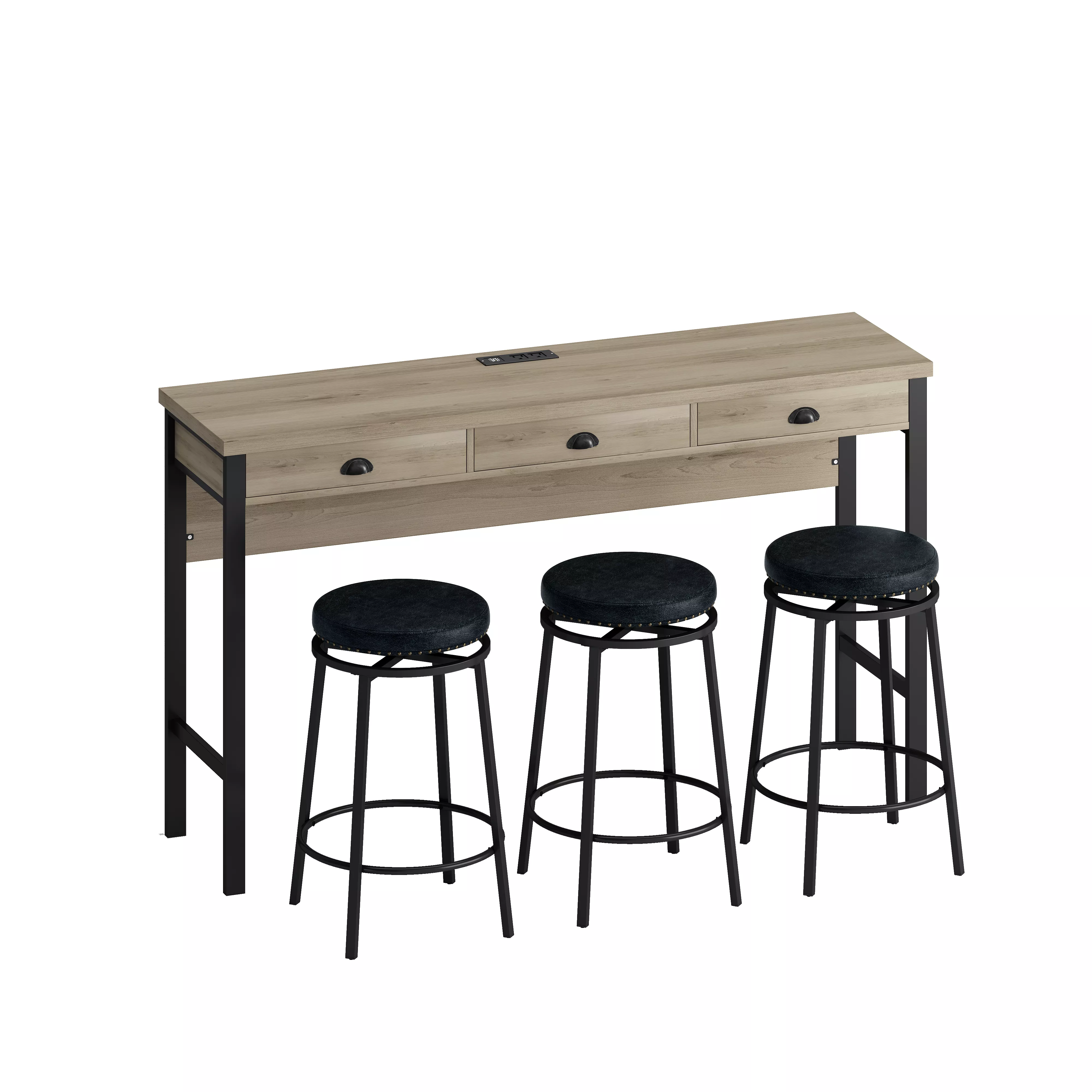 Merax 3-Drawer Dining Table with Stools Dining Set