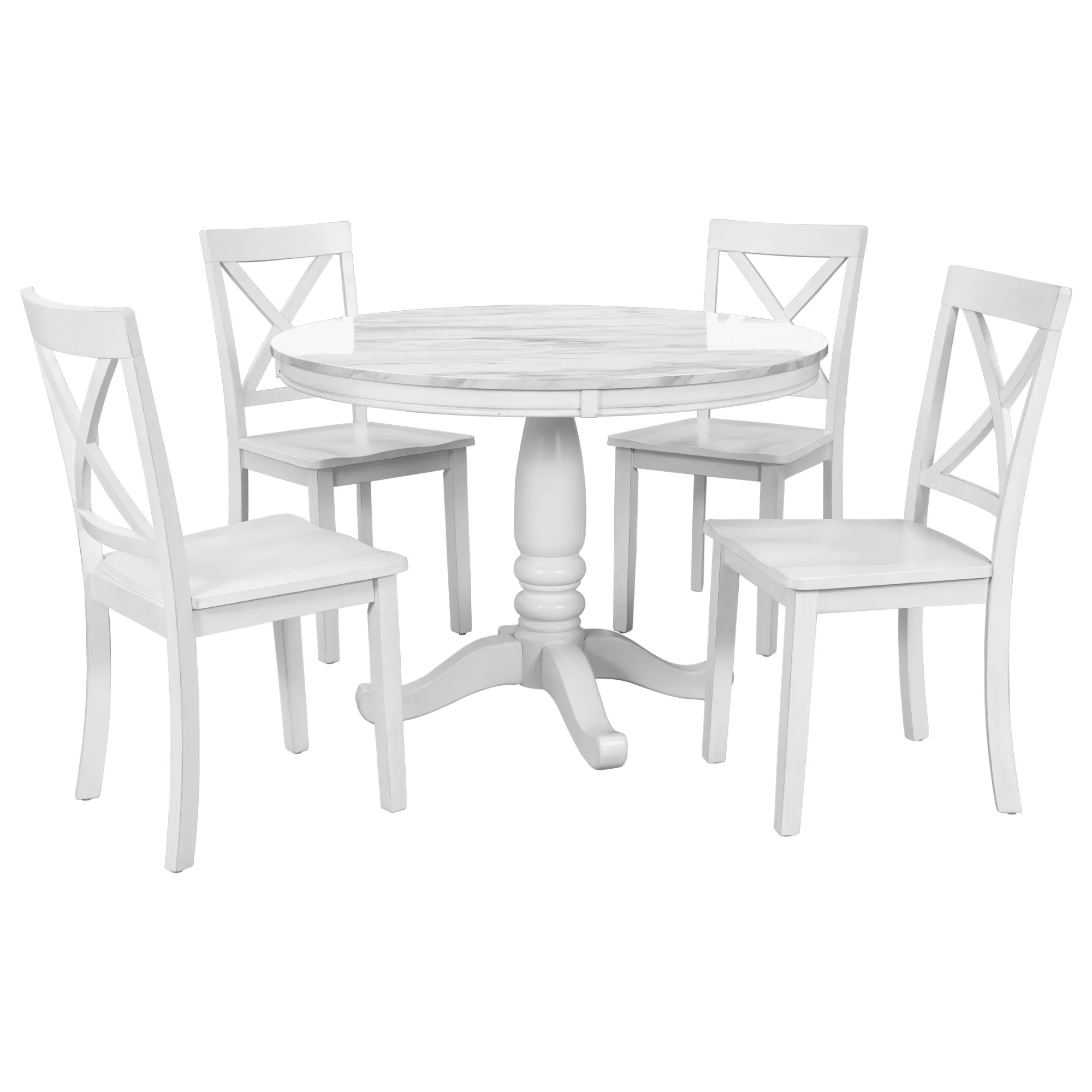 Merax 5 Pieces Dining Round Table and Chairs Set