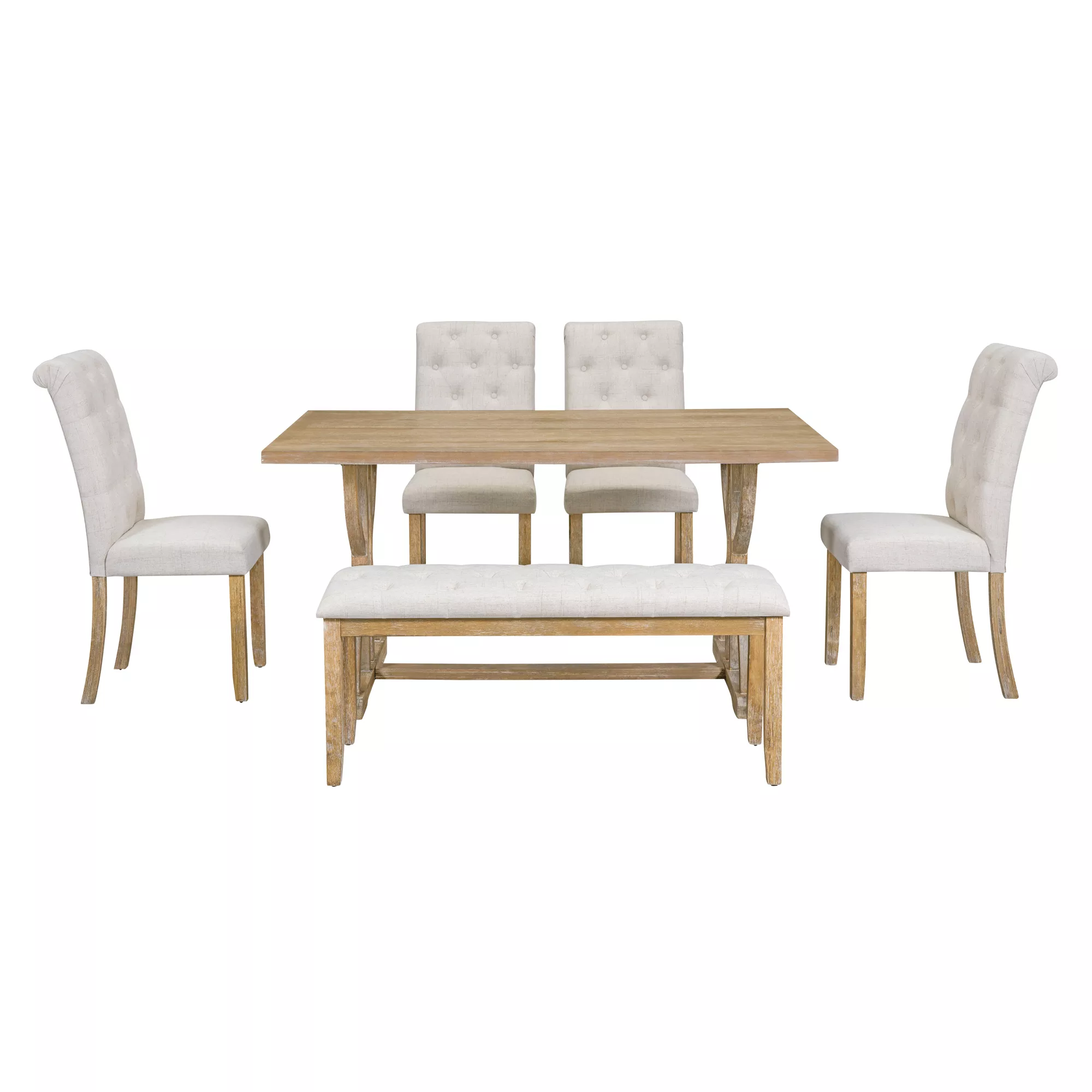 Merax 6-Piece Retro Rectangular Dining Table Set