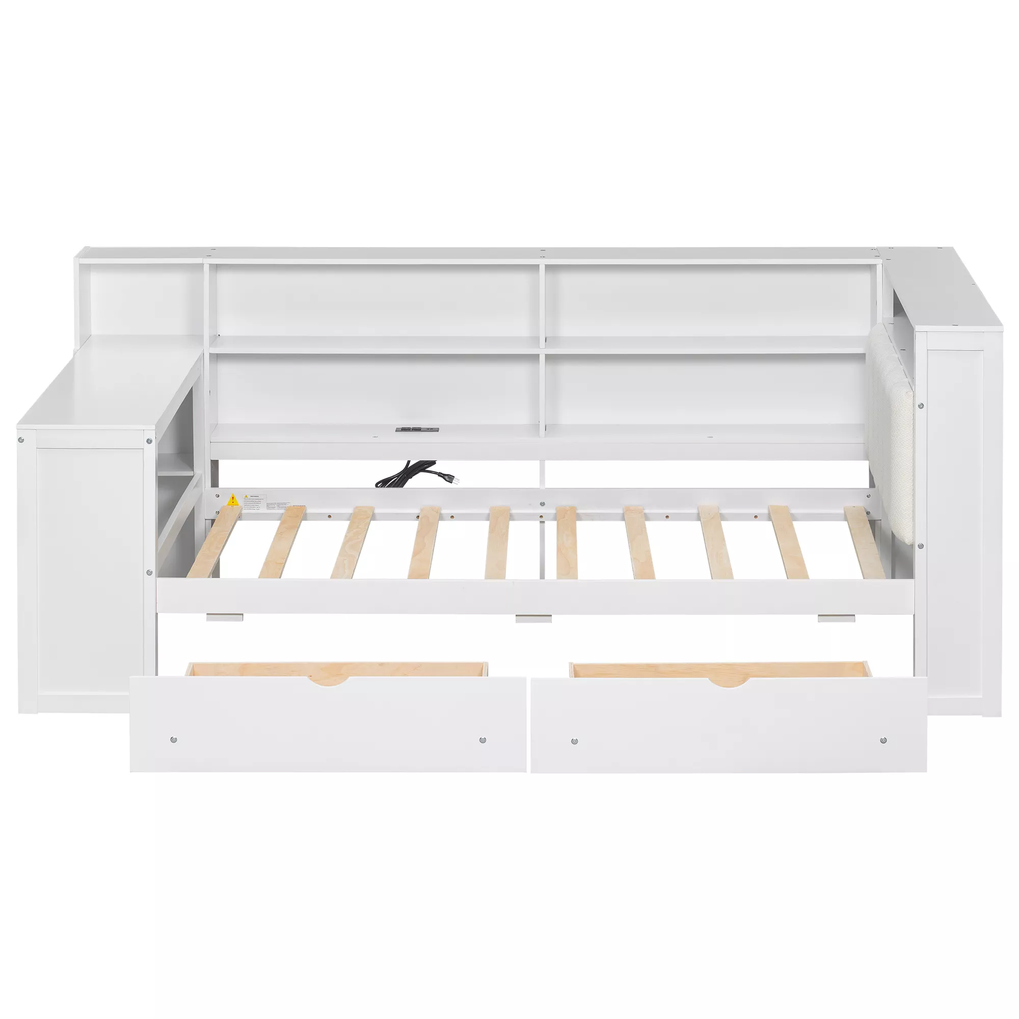 Merax Twin-Size Wood Platform Bed with Upholstered Headboard & Multi-Function Daybeds