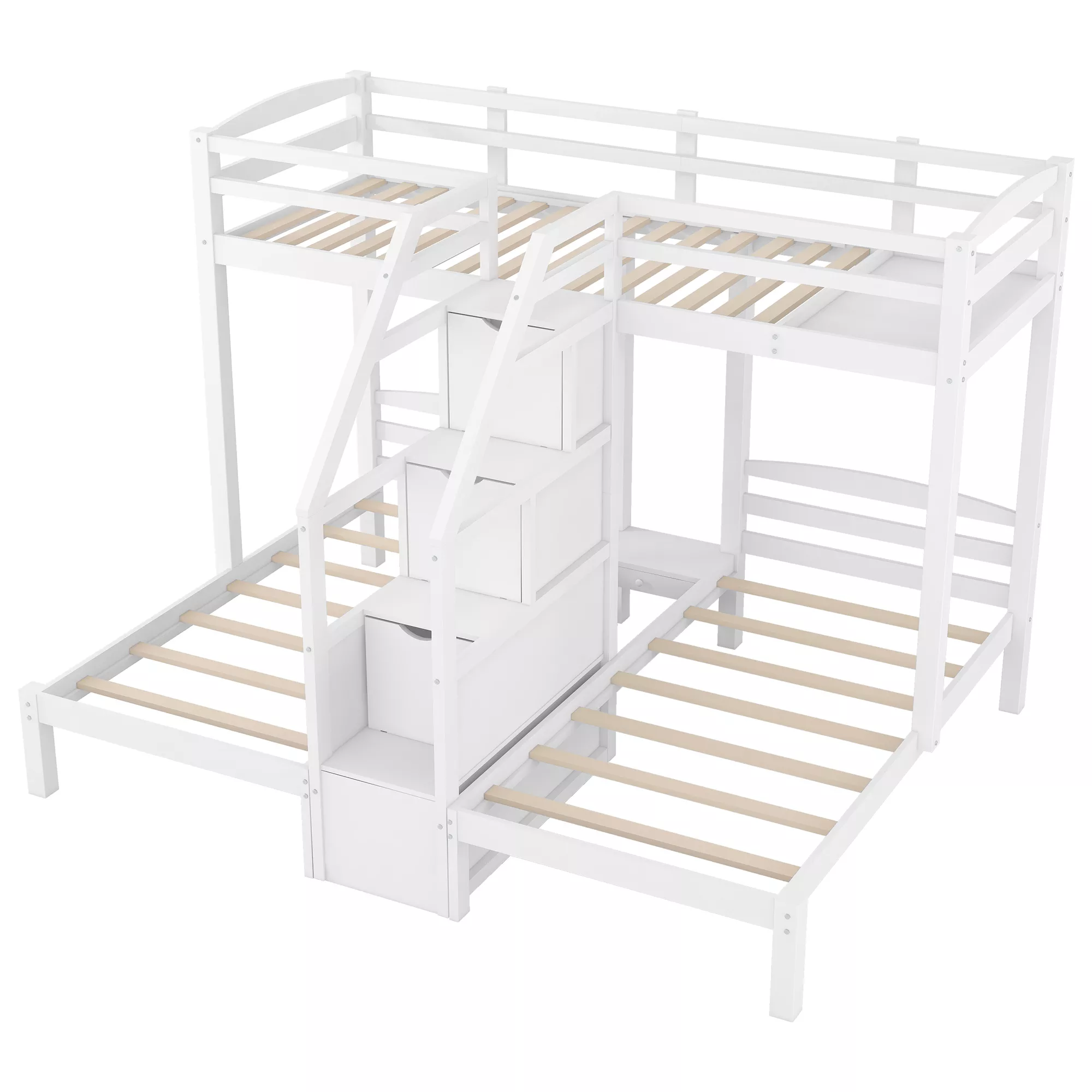 Merax Twin Triple Bunk Bed with Staircase & Storage
