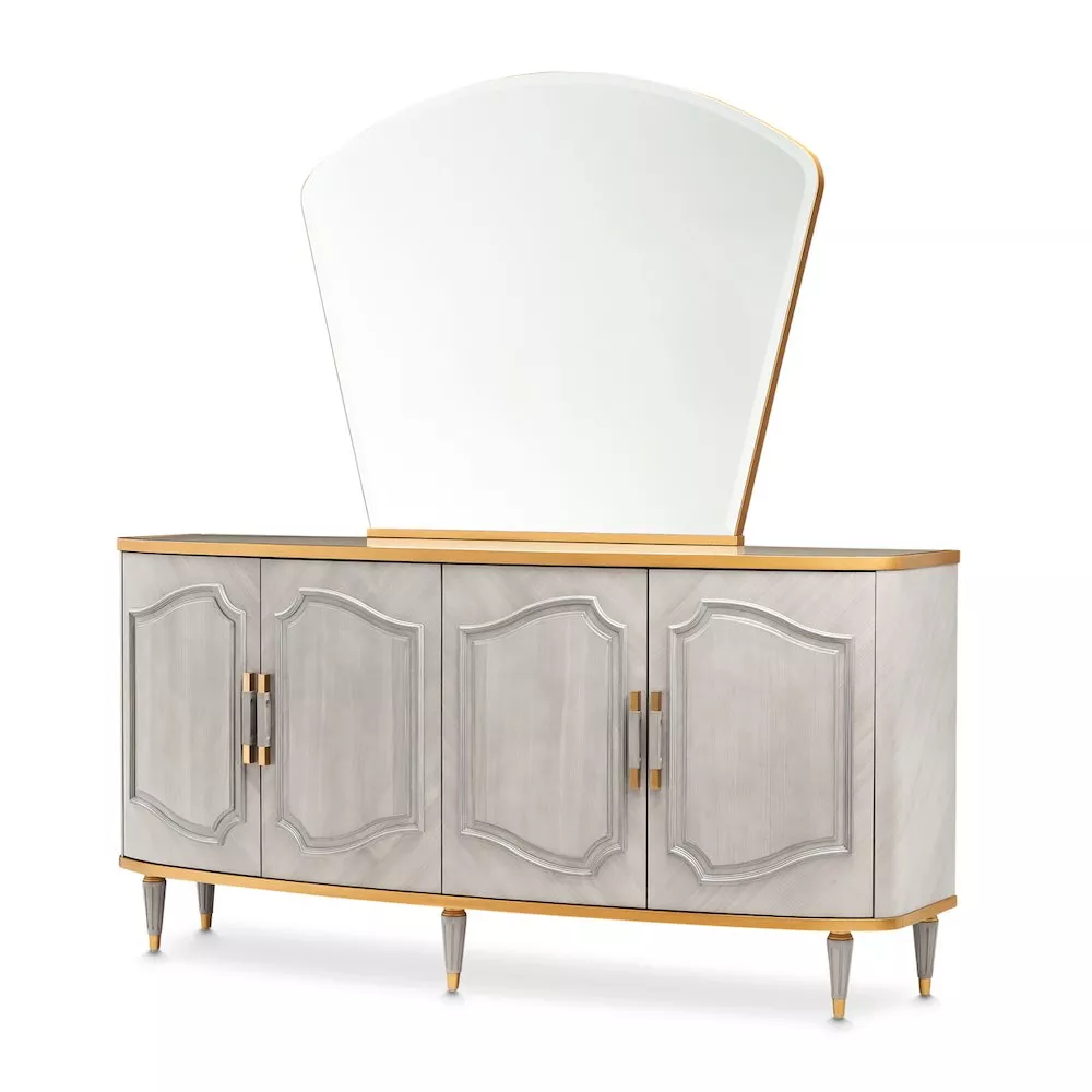Michael Amini St. Charles Sideboard & Mirror - Dove Gray