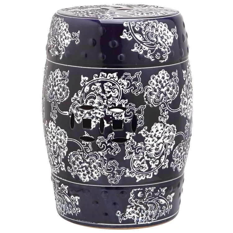Midnight Flower Garden Stool