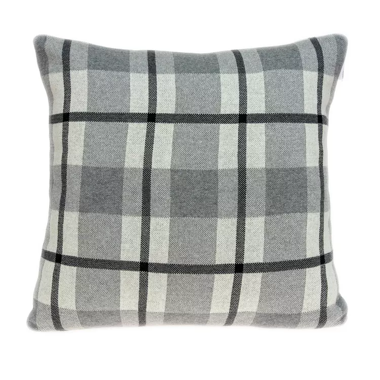 Modern Gray Throw Pillow - Durable Soft Knit & Off White Color