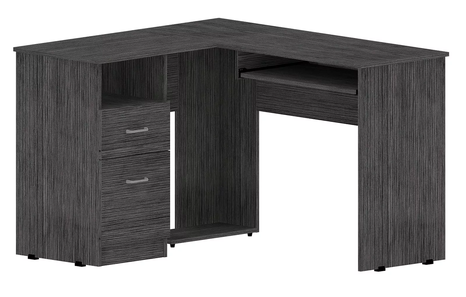 Modern L-Shape Computer Desk Featuring Two Storage Drawers for Workspace
