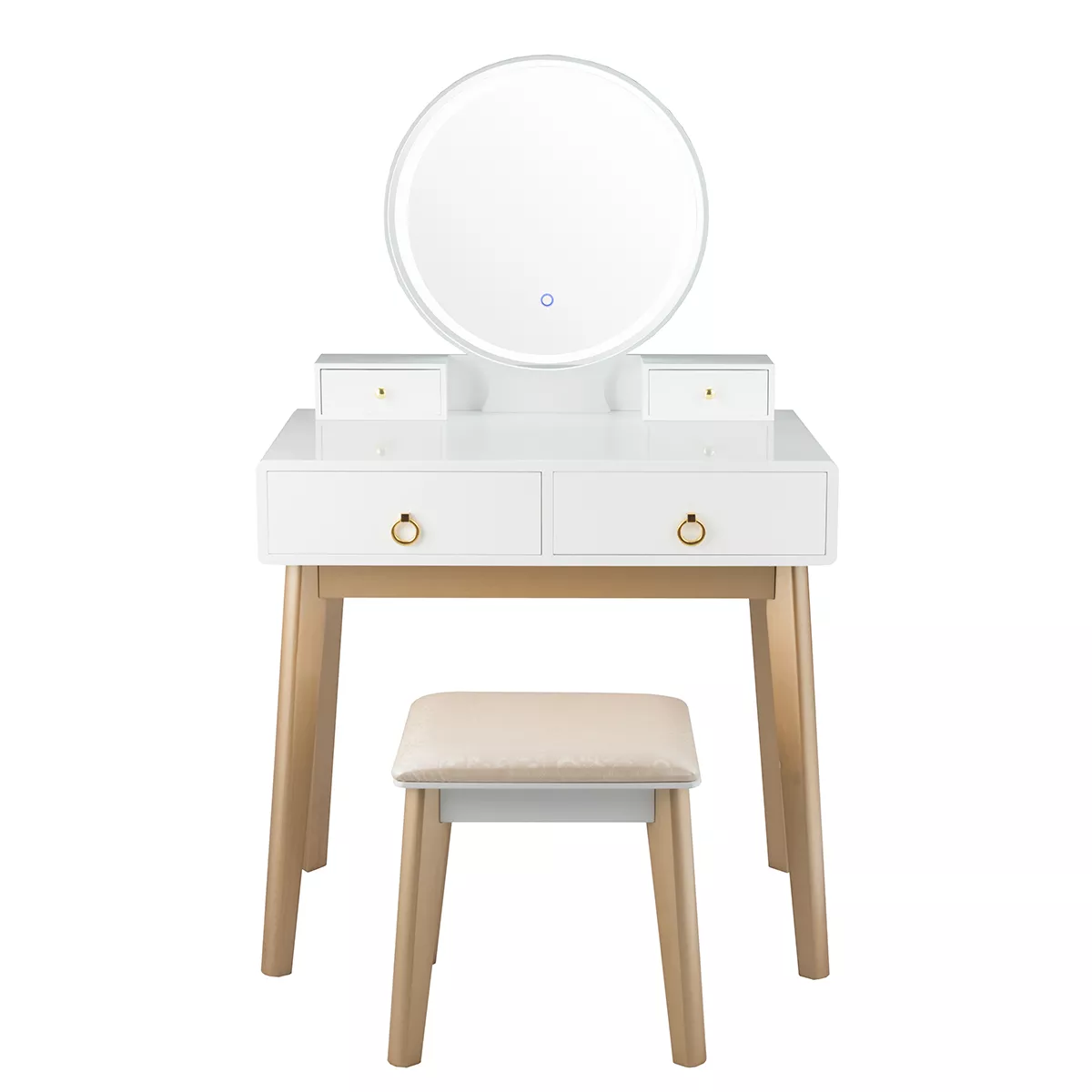 Modern Vanity Table Set with LED Lighted Mirror for Bedroom Makeup Area