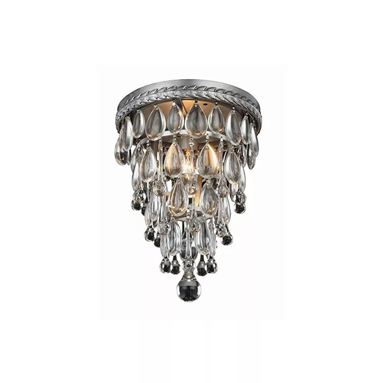 Nordic Flush Mount Clear Royal Cut Crystal Light Antique Silver