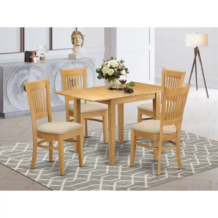 Oak 5-Piece Dinette Set for Small Spaces