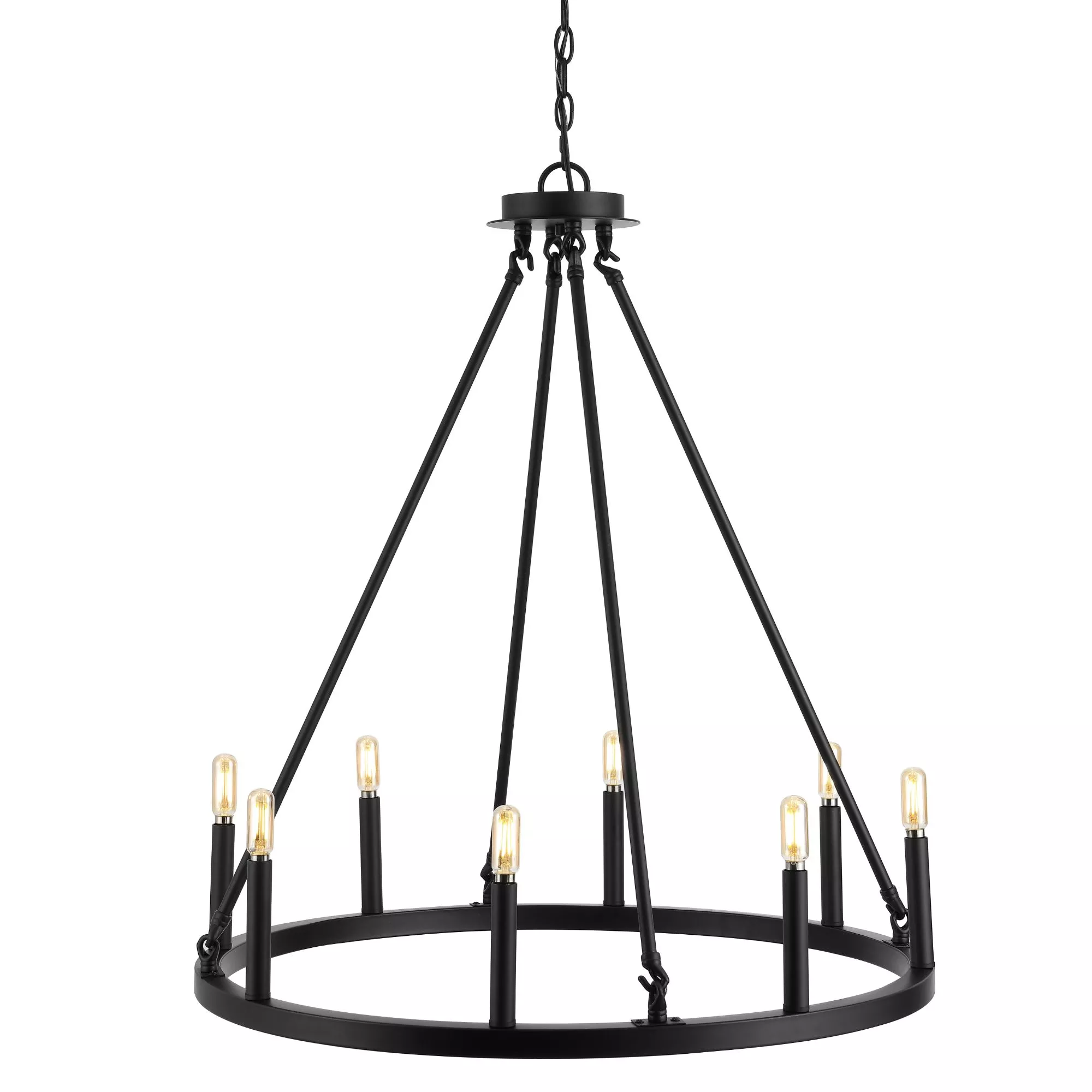 Oberto Ring Iron Rustic Farmhouse LED Chandelier