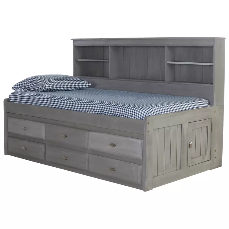 OS Home Daybed with Drawers - Solid Pine - Charcoal Gray
