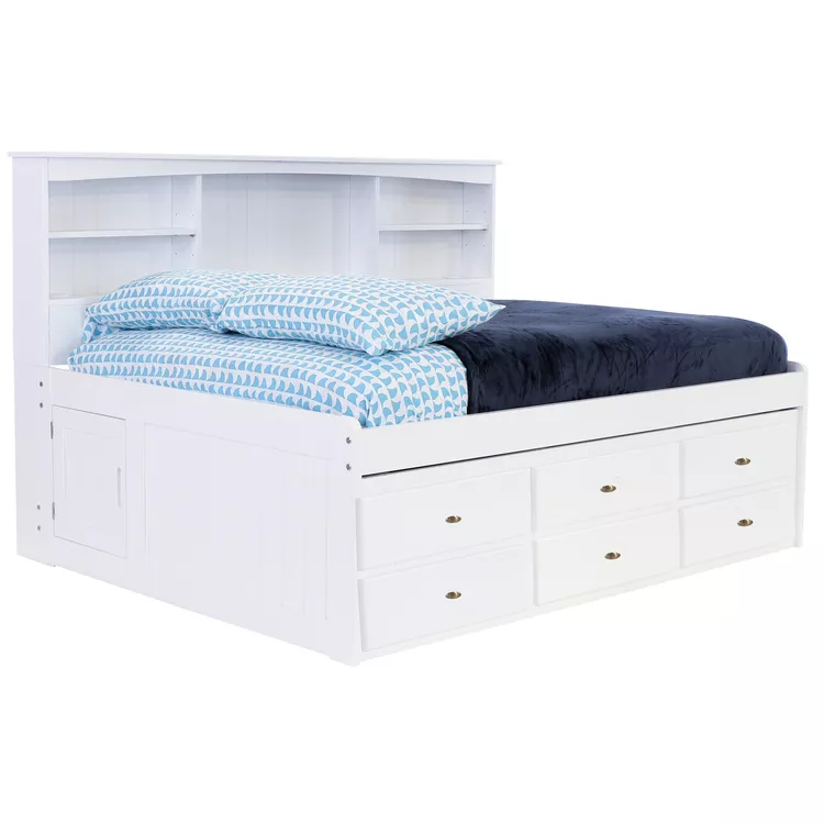 OS Home Full Bookcase Daybed - White Storage Bed