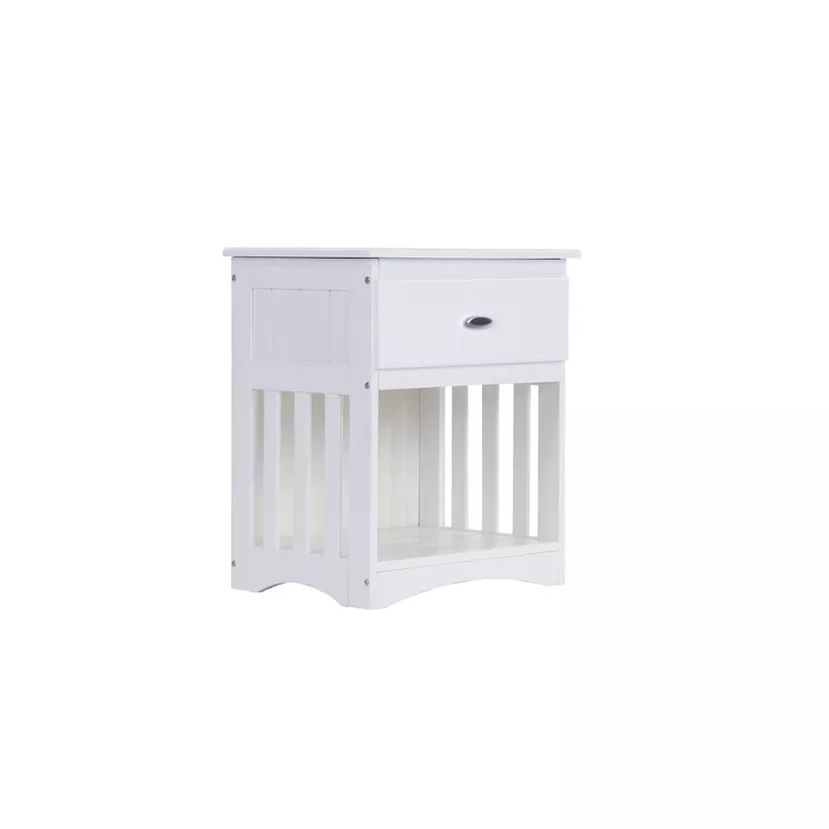 OS Home White Pine Nightstand - 1 Drawer Bedside Table