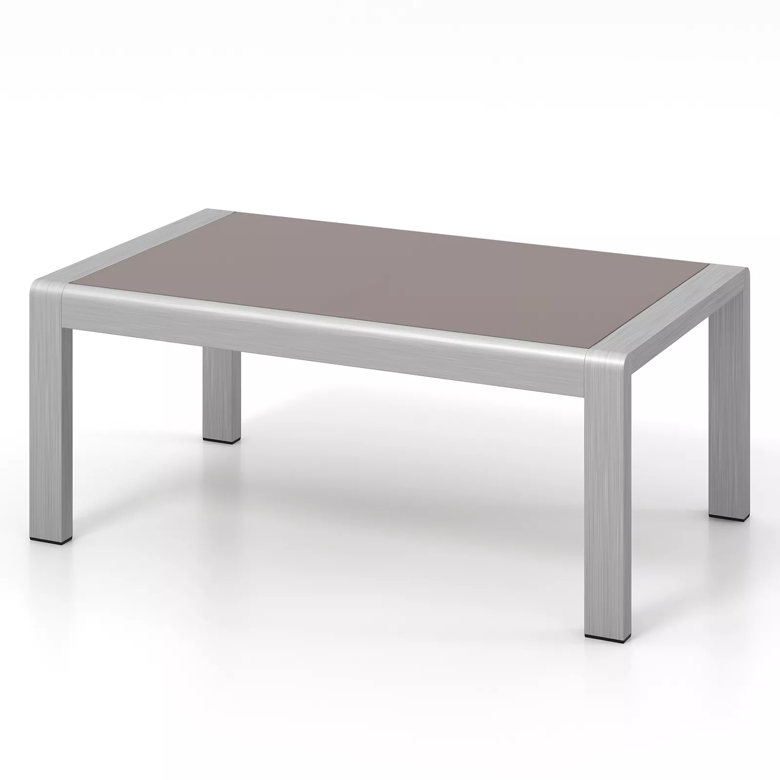 Outdoor Rectangle Coffee Table with Tempered Glass Tabletop for Backyard Poolside-Grey