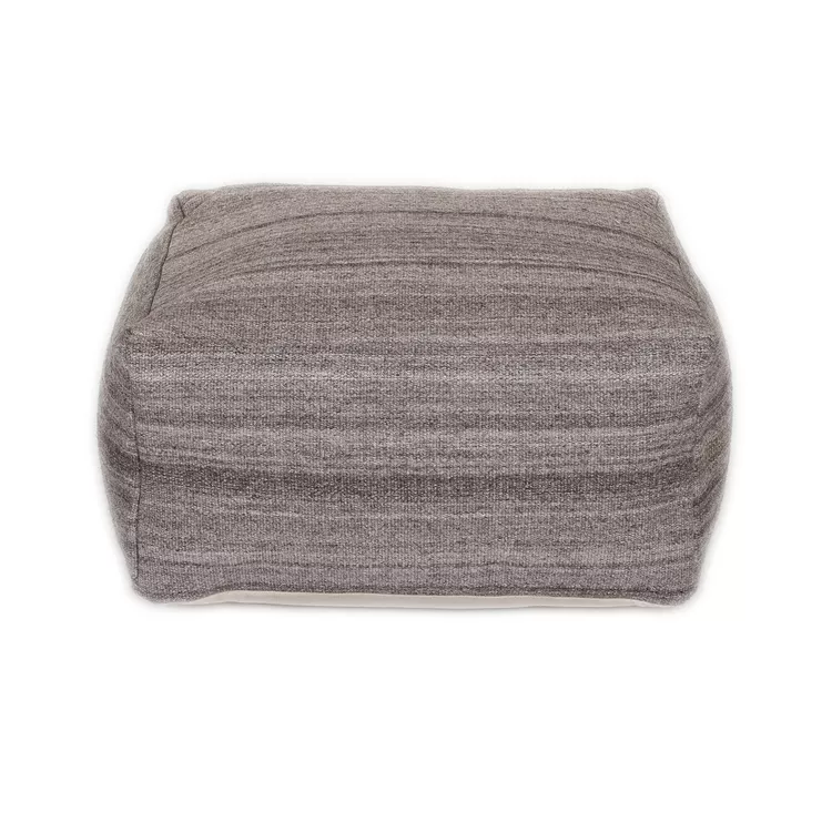 Parkland Collection Grayish Brown Transitional Pouf Nadia