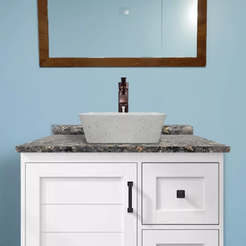 Paspen Rectangular Cast Concrete Vessel Sink - Light Grey