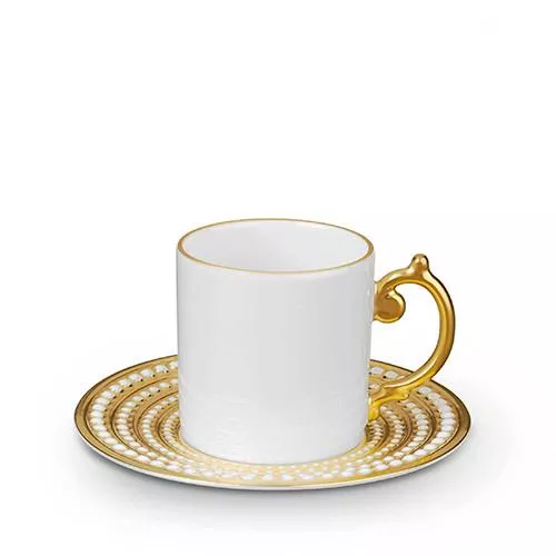 Perlee Gold Espresso Cup & Saucer by L'Objet