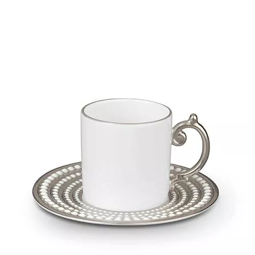 Perlee Platinum Espresso Cup & Saucer by L'Objet