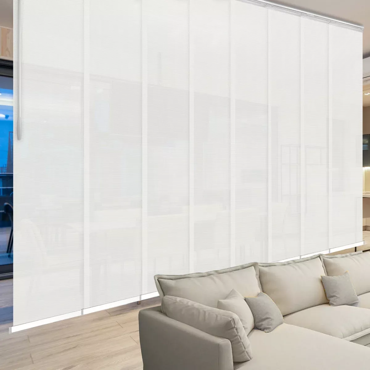 Pewter Mesh 8-Panel Panel Track 130"-175"W, Panel width 23.5" - 60% LIGHT-FILTERING