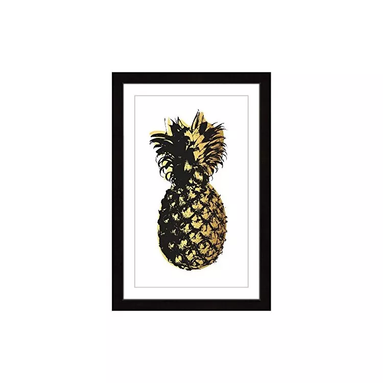 Pineapple Golden Framed Painting Print