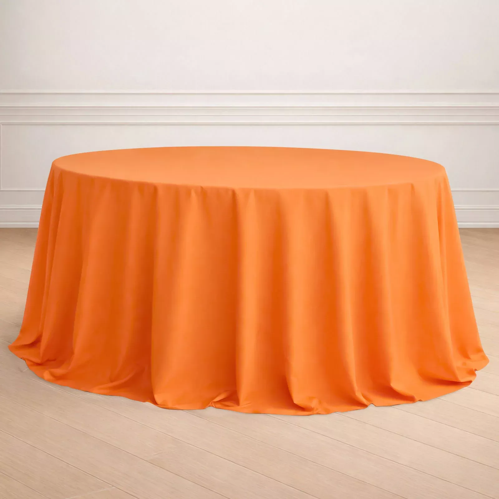 Polyester 132" Round Tablecloth Orange - Seamless Chic Table Cover