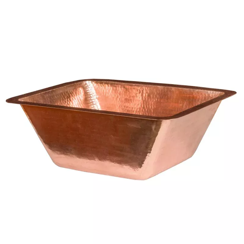 Premier Copper Products 17" Rectangle Under Counter Hammered Copper Bathroom Sink