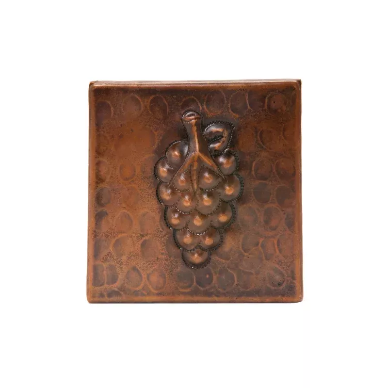 Premier Copper Products 4" x 4" Hammered Copper Grape Tile