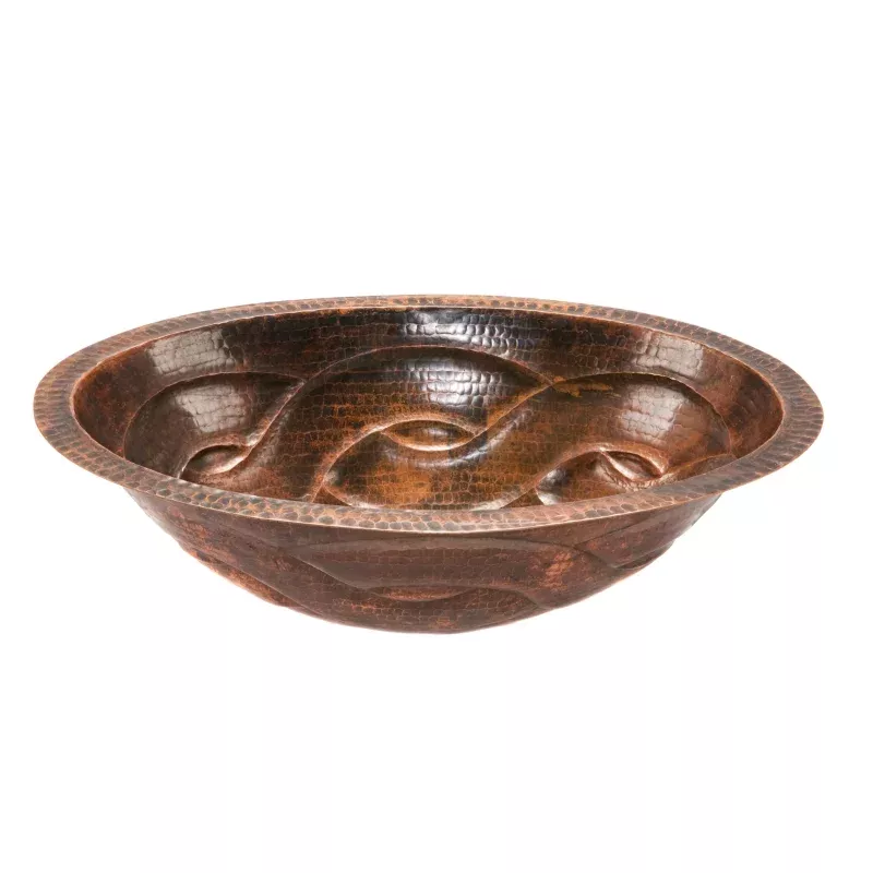 Premier Copper Products Oval Braid Under Counter Hammered Copper Sink