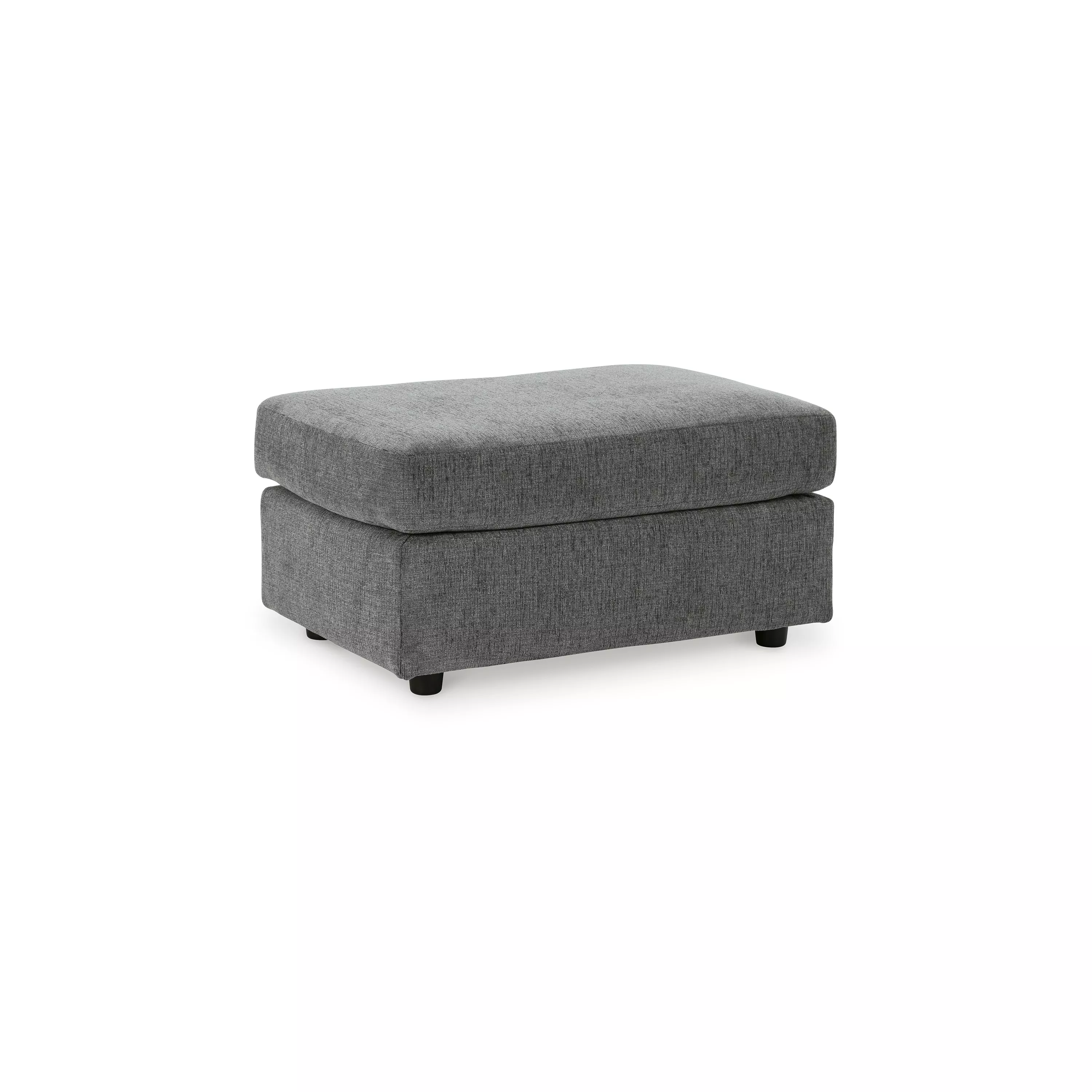 Ratty Ottoman, 33 Inch Rectangular, Plush Cushioned Gray Polyester
