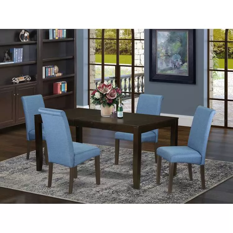 Rectangle Dining Table Set with 4 Fabric Chairs - 36x66 Inch