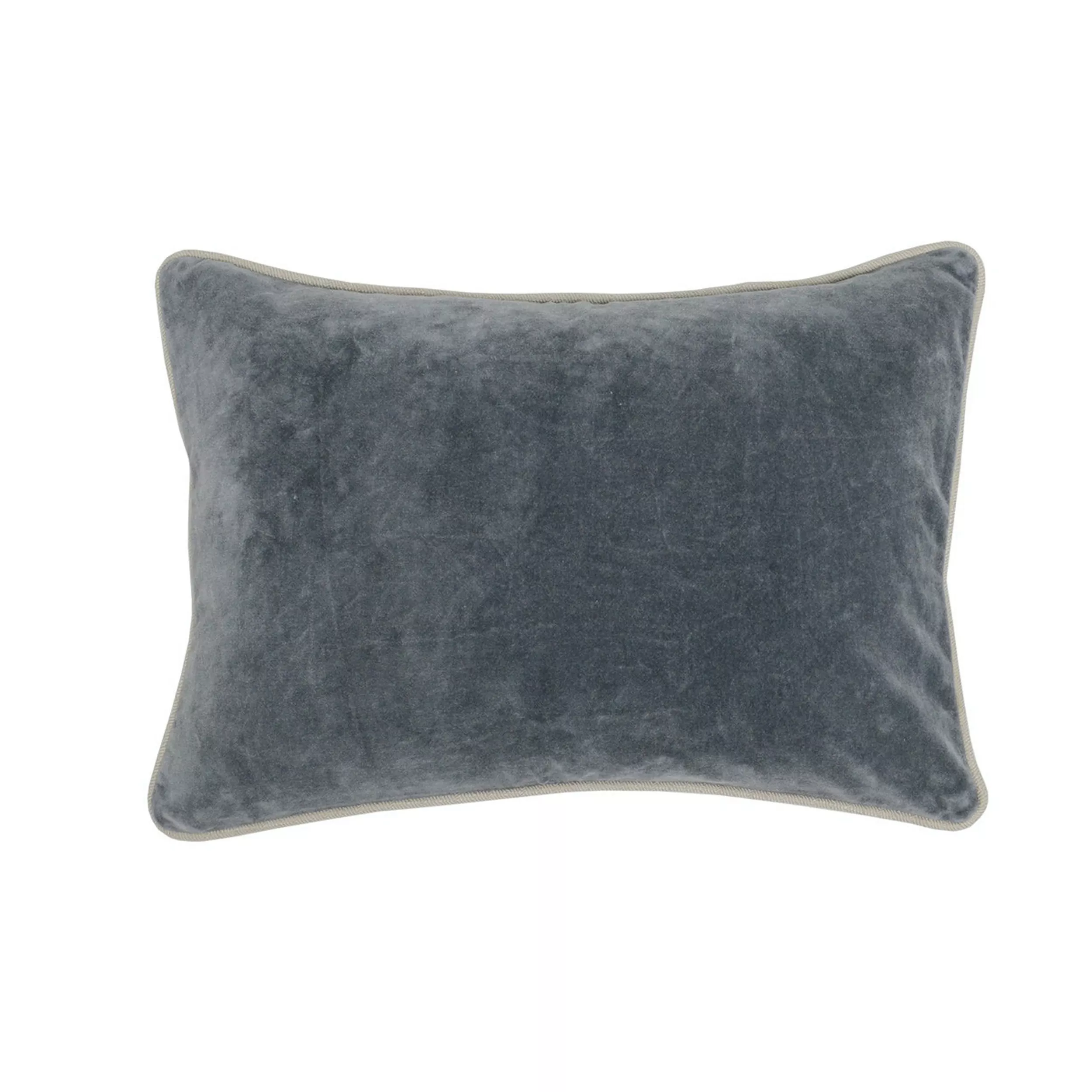 Rectangular Throw Pillow with Cotton Cover, Gray - Benzara