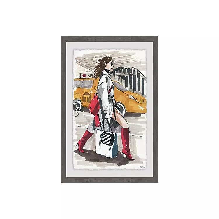 Red Boots in NY Framed Painting Print