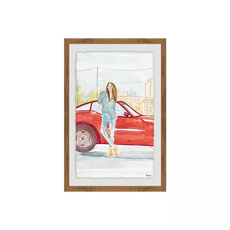 Red Flashing Car Framed Painting Print