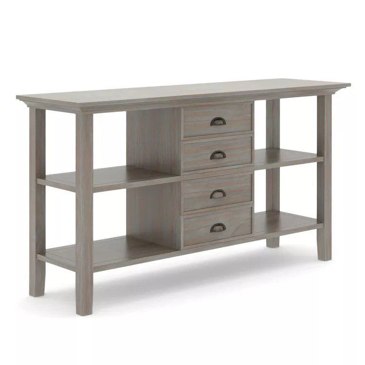 Redmond SOLID WOOD 54 inch Wide Transitional Console Sofa Table in Hickory Brown