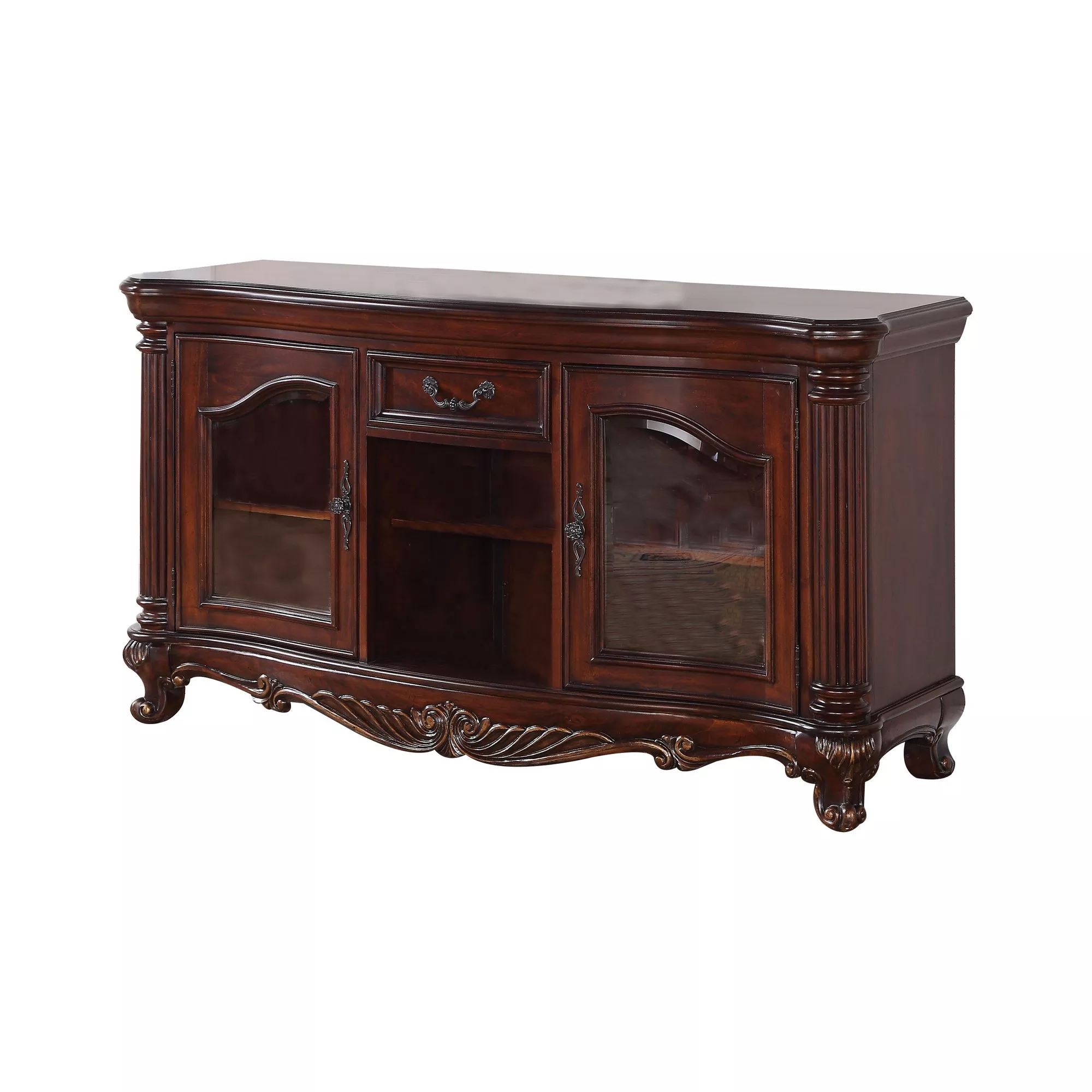 Remington TV Stand, Brown Cherry - Benzara