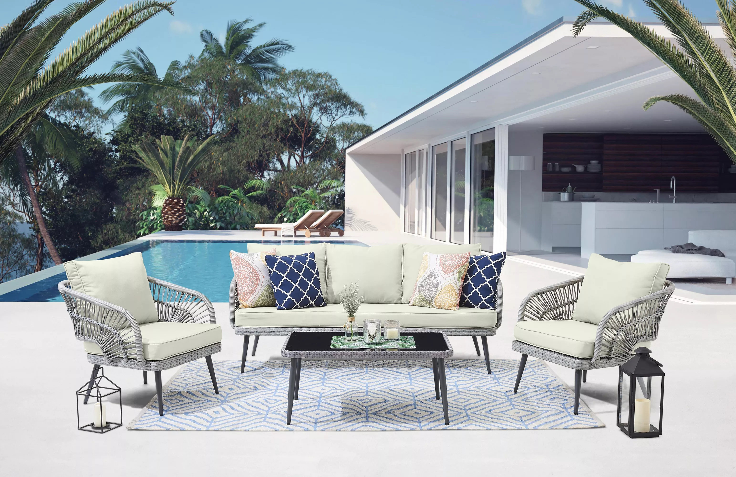 Riviera Cream Sofa Patio Set