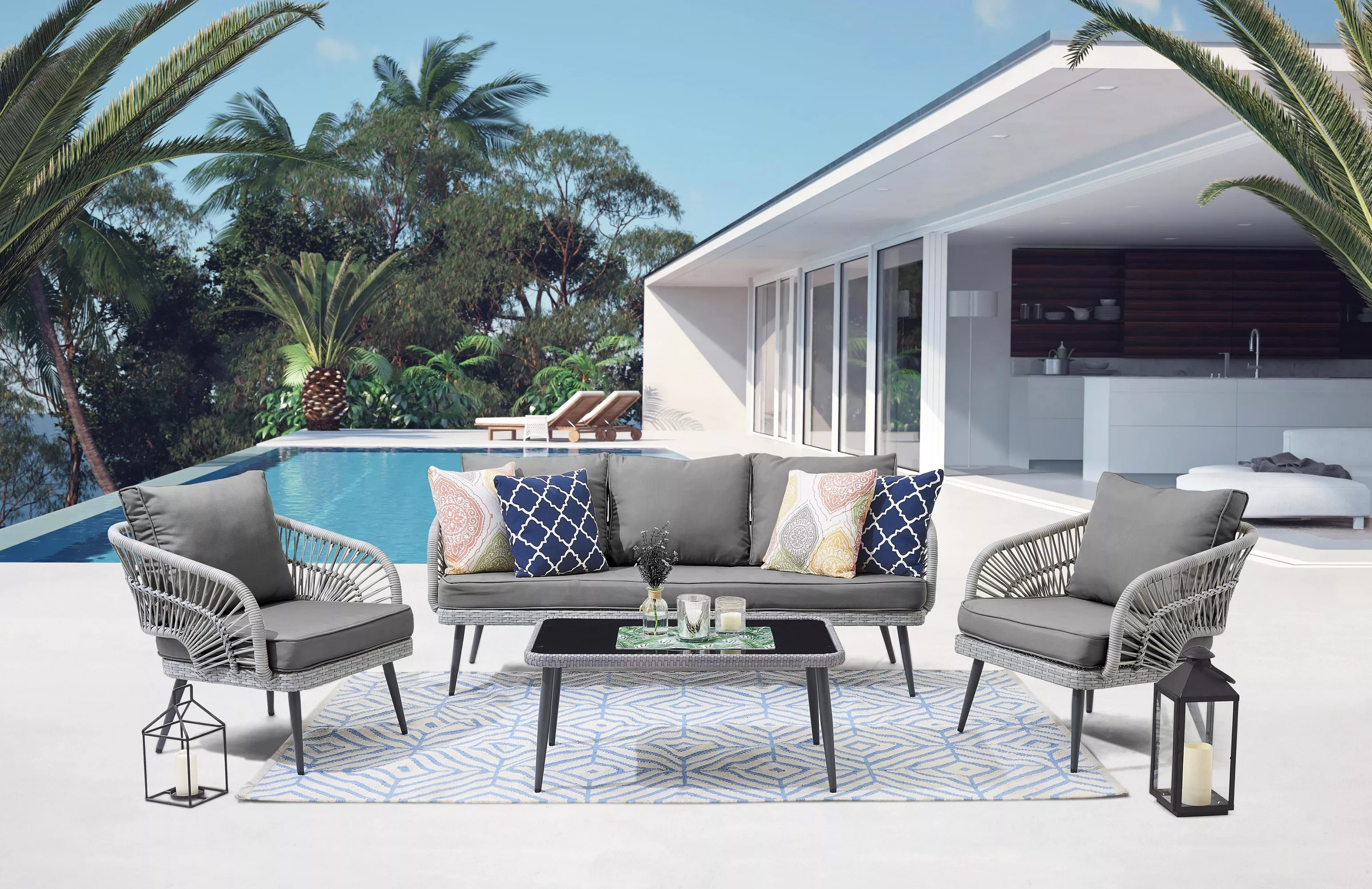 Riviera Gray Sofa Patio Set