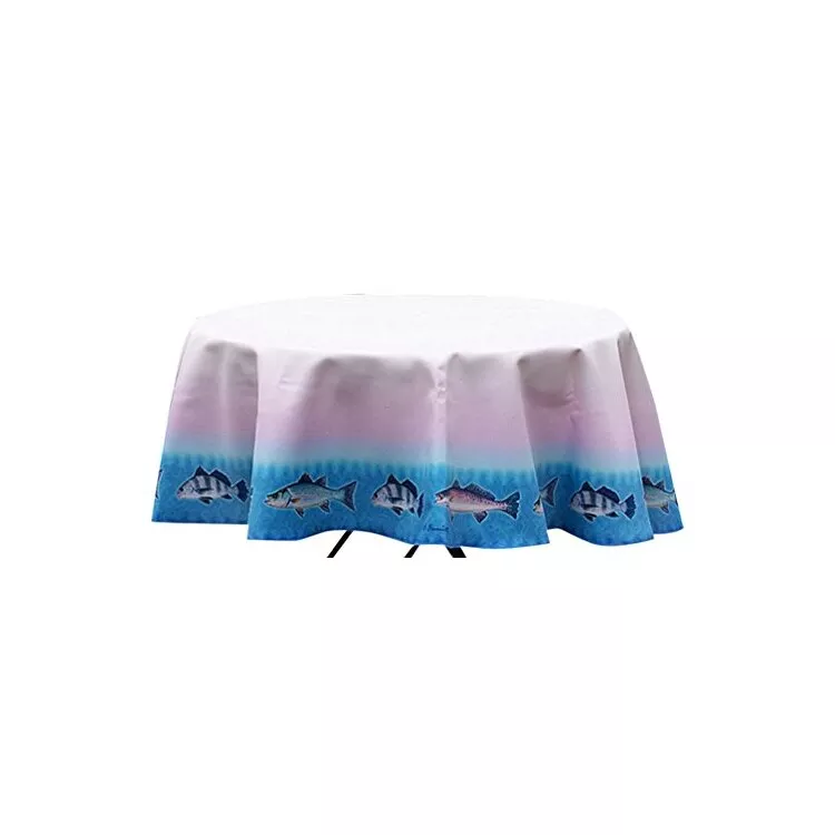 Round Table Cloths Assorted Fish Designs with Plastic Liner Included