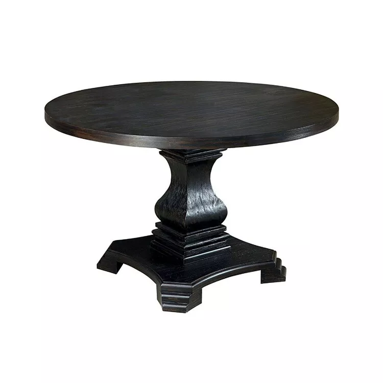 Round Wooden Table Top Dining Table with Pedestal Base