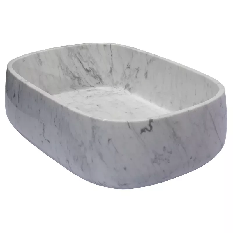 Rounded Rectangular Vessel Sink in Carrara Marble