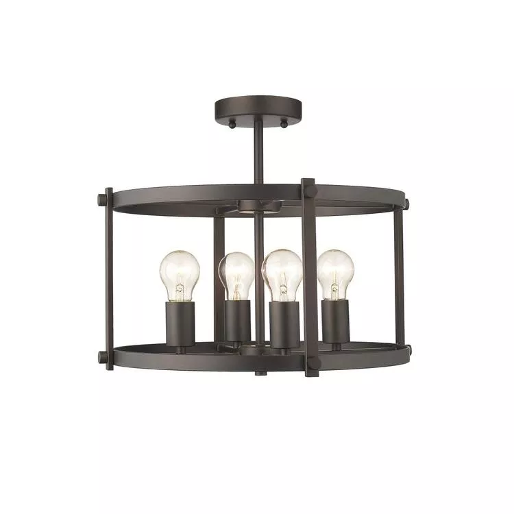 Rubbed Bronze 4 Light Convertible Semi - flush Ceiling Fixture - Chloe Lighting