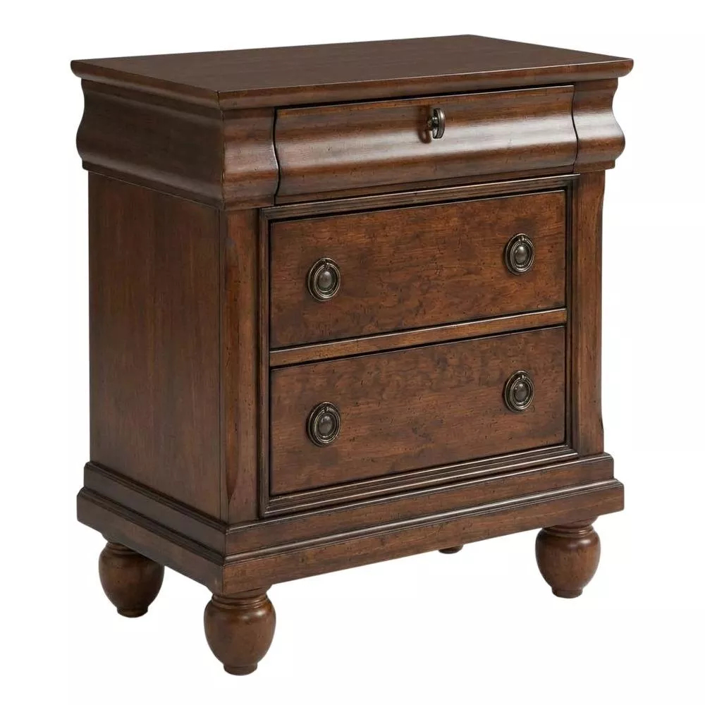 Rustic Cherry Nightstand with Traditional Style and Ample Storage