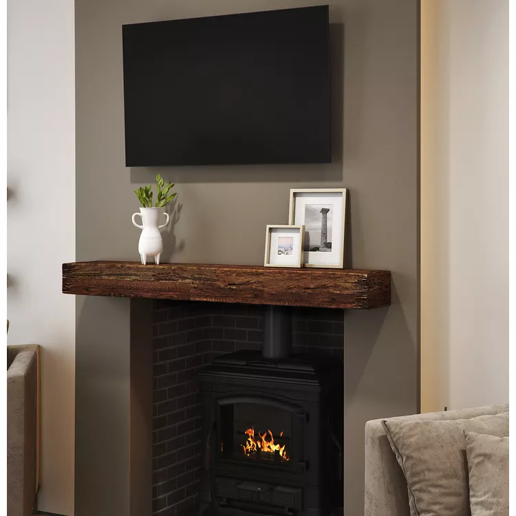 Rustic Fireplace Mantel Shelf - Distressed Wood Wall Decor