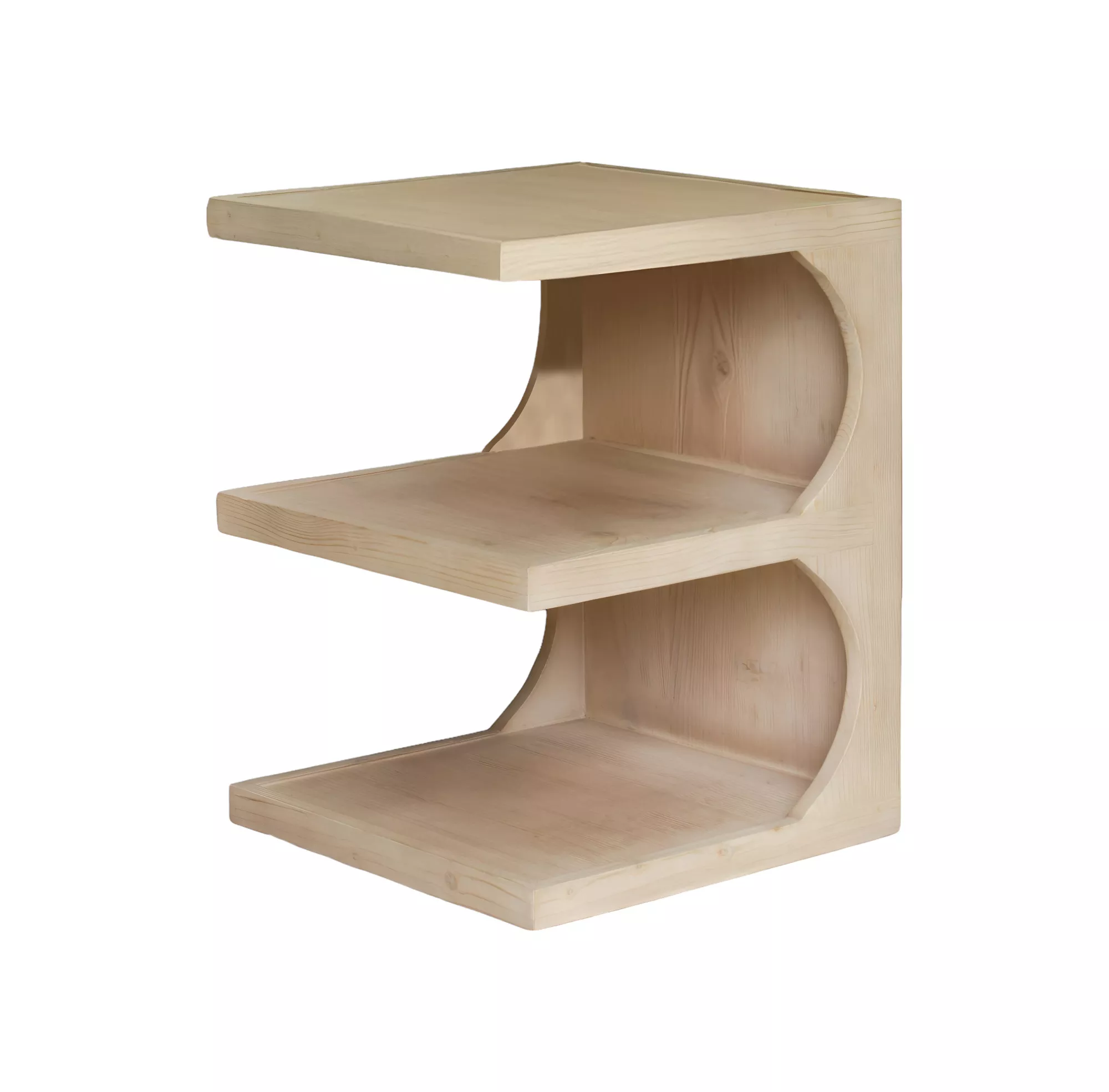 Rustic Solid Wood Side Table with Two Storage Shelves for Home