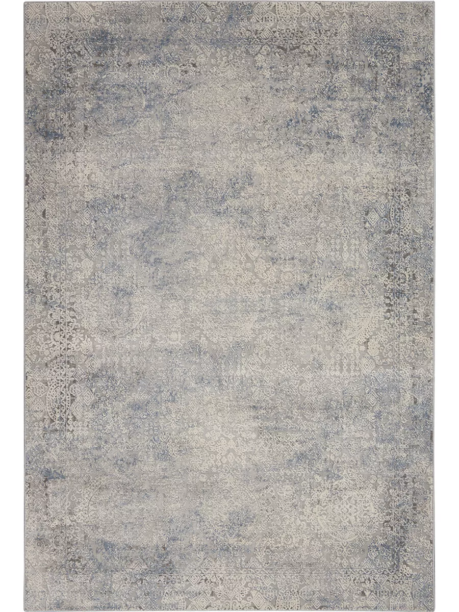 Rustic Textures RUS09 Ivory/Light Blue 3'11" x 5'11" Rug