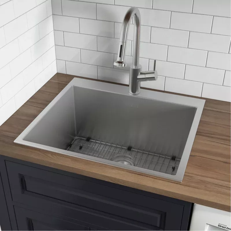 Ruvati 12" Deep Small Radius Topmount 25" x 22" Laundry Sink