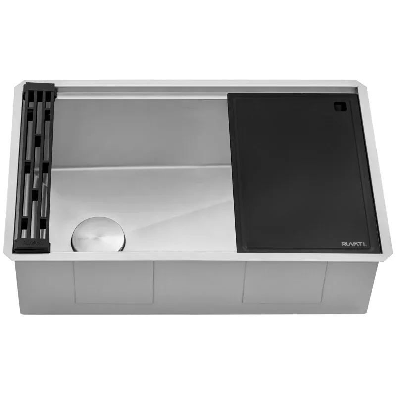 Ruvati 30" Undermount Workstation Offset Drain Kitchen Sink