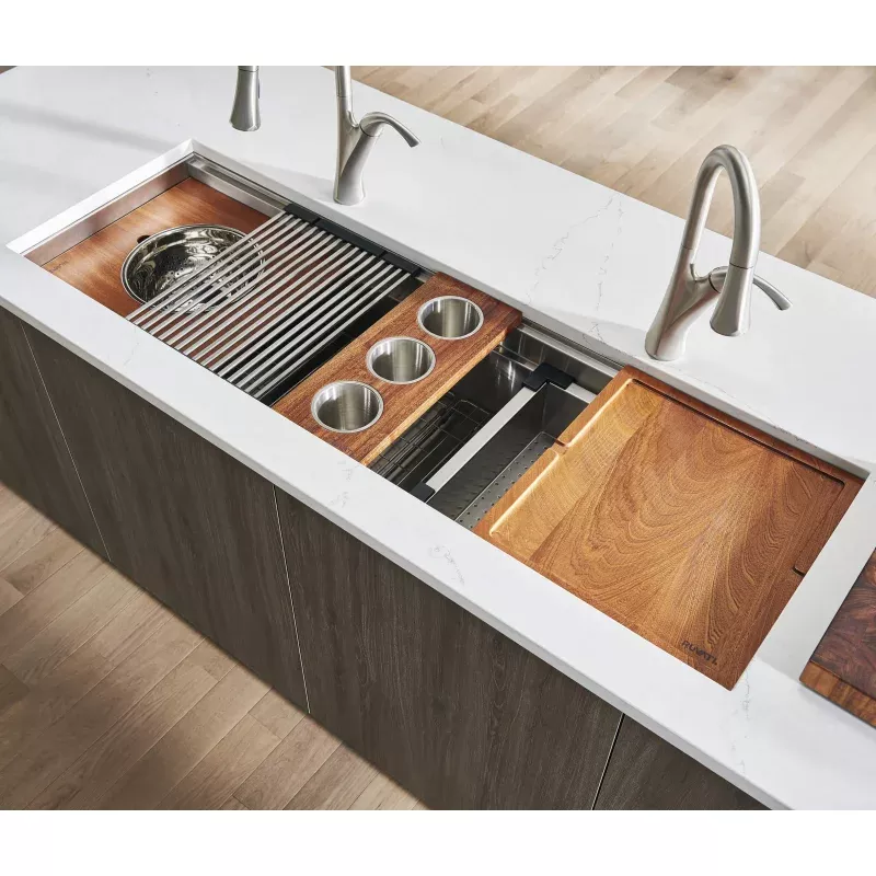 Ruvati 69" Undermount Two-Tiered Workstation Kitchen Sink | GIANT SINK